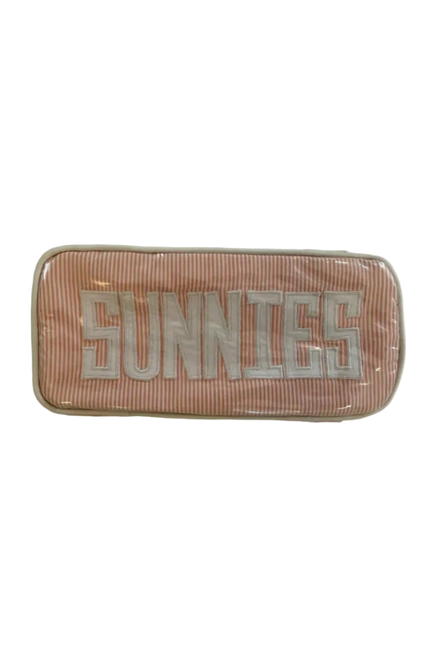 "SUNNIES" Single Eye Glass Case in Orange and White Stripe