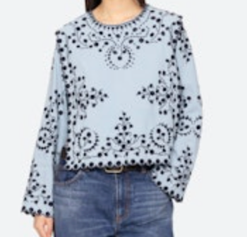 Frances Long sleeve embroidered top