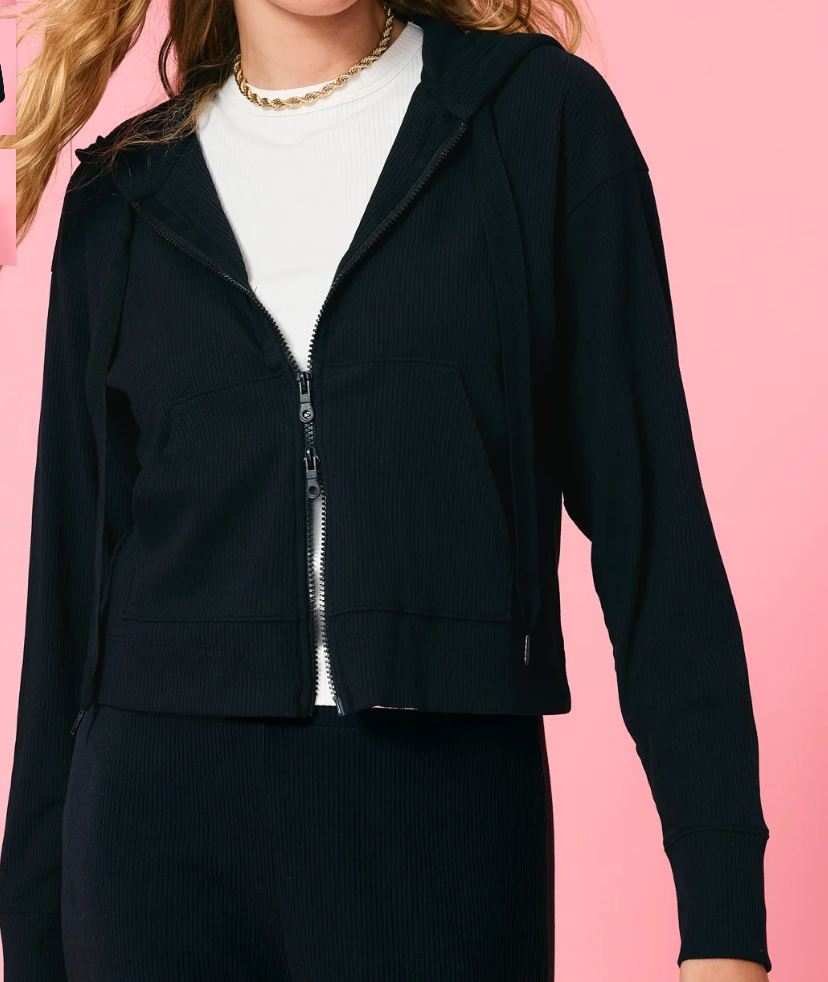 Rib Crop Hoodie