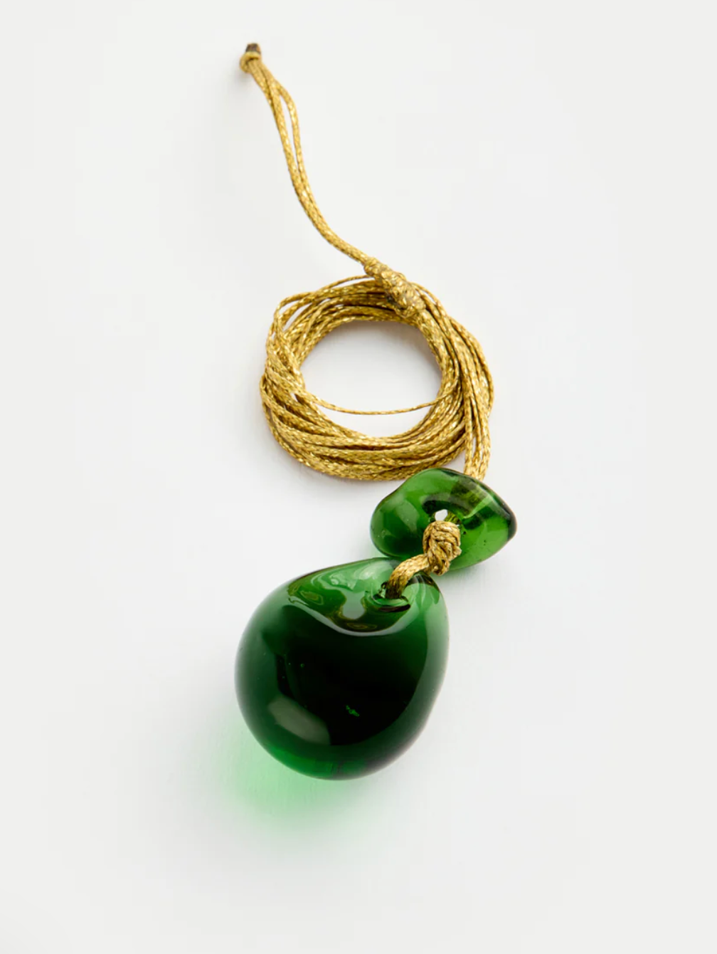 Azaz Green Glass Double Bead on Cord NECKLACE