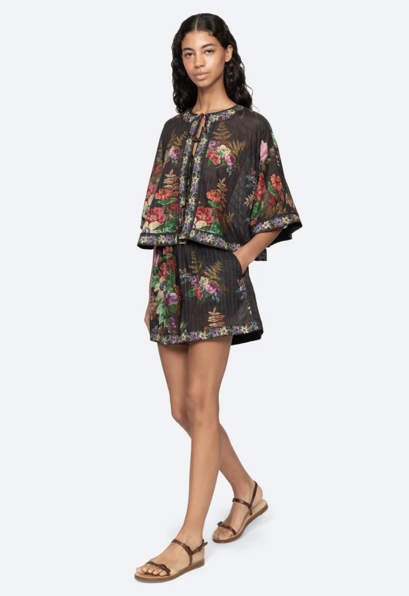 Viktoria Print Tie Front Top