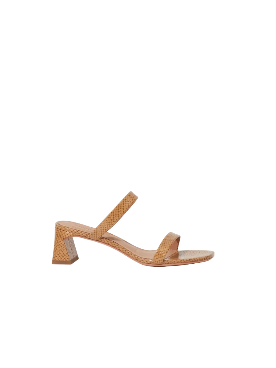 Clara Debossed Leather Block Heel