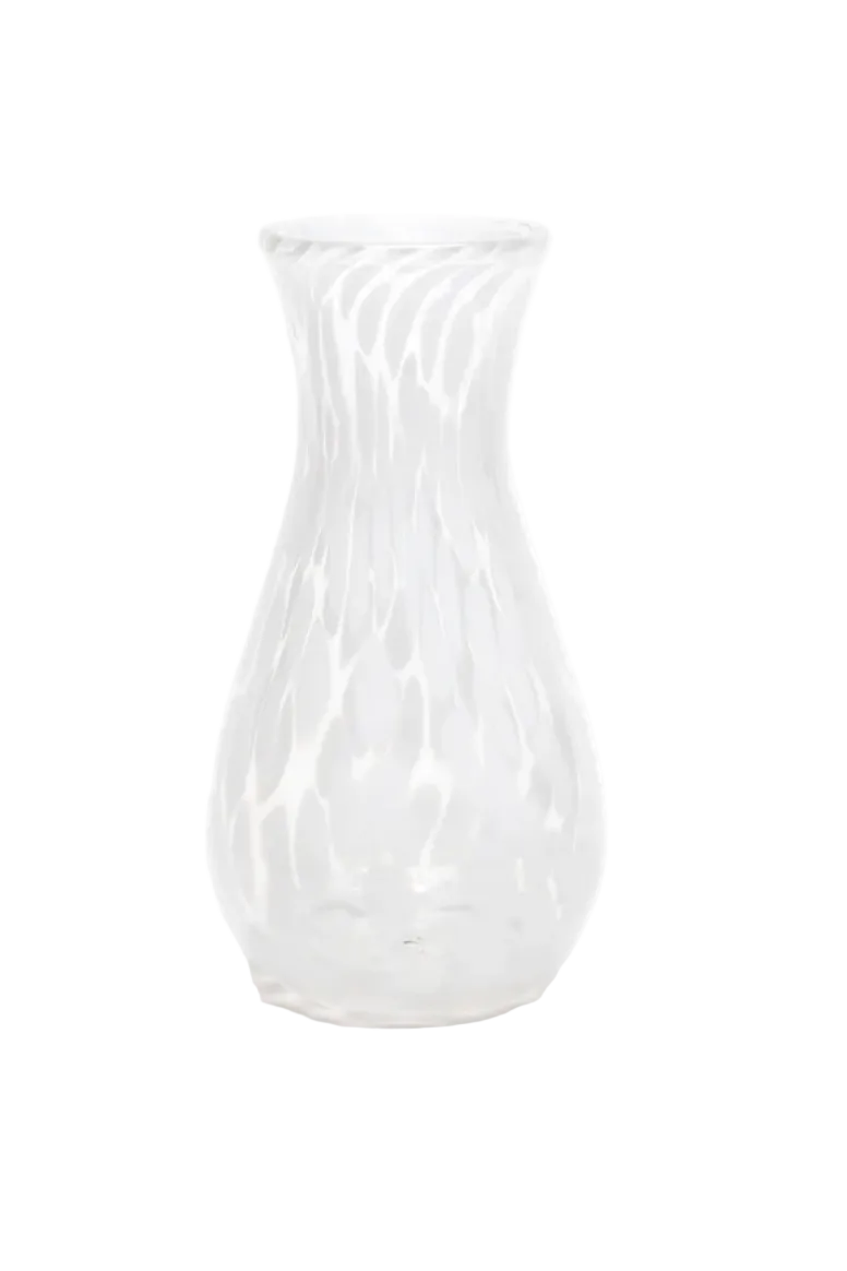 White/Transparent Spotted Bud Vase