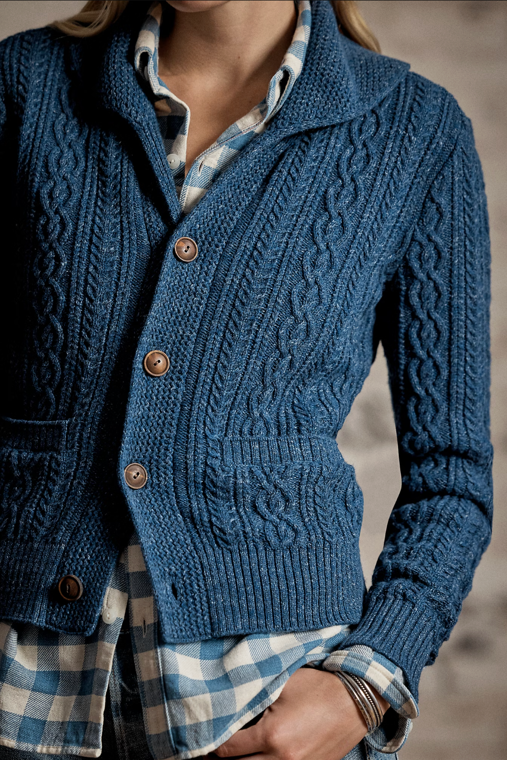 RRL Cable Cotton-Wool Shawl Cardigan