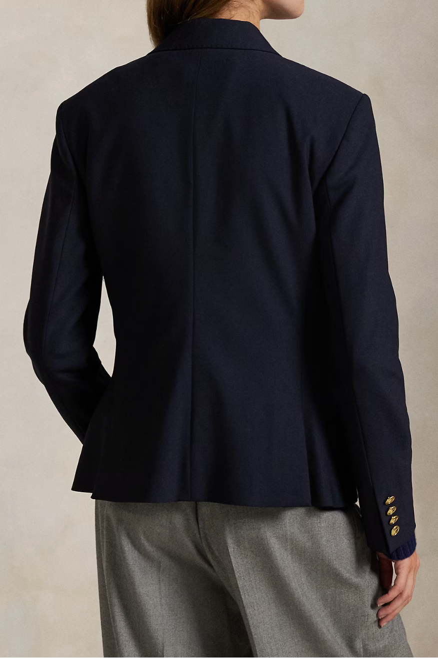Double-Breasted Stretch-Wool Crop Blazer