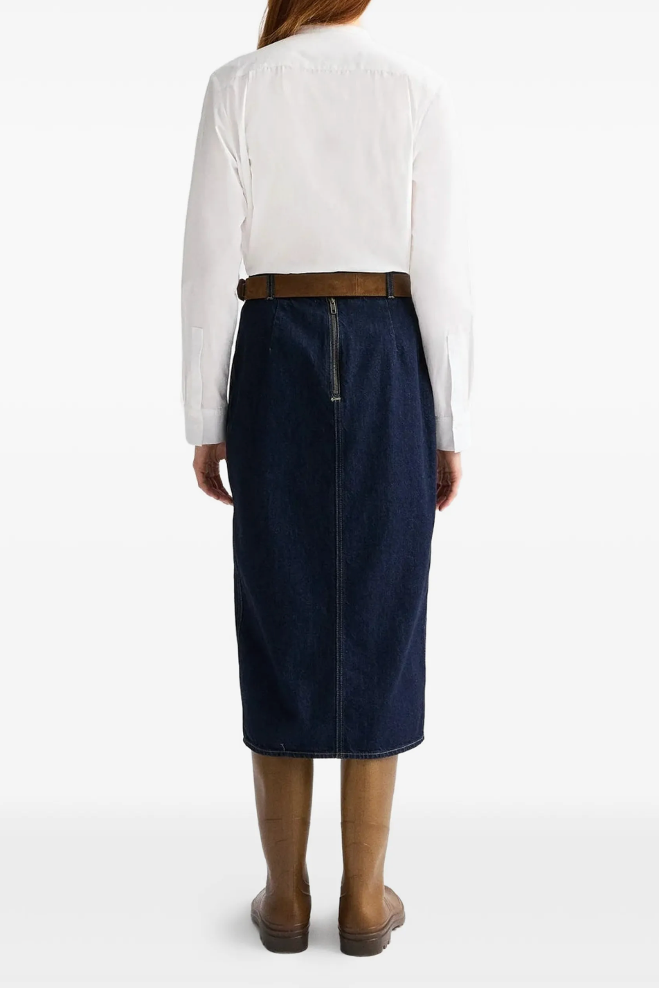 Denim Skirt with Seams