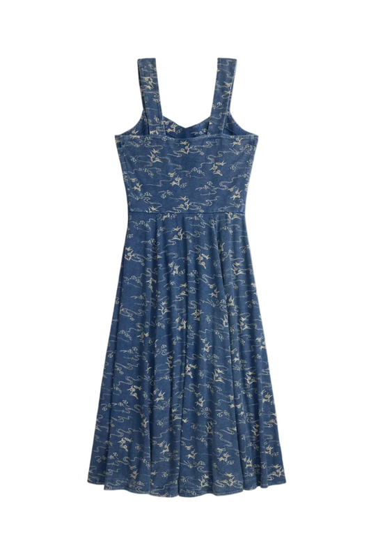 Indigo Print Cotton Jersey Dress