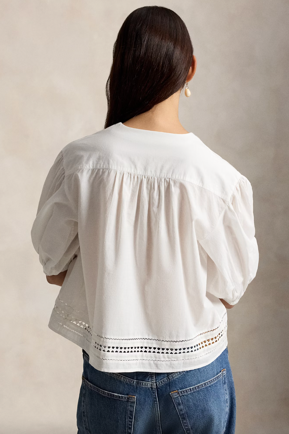 Lace-Trim Cotton Shirt
