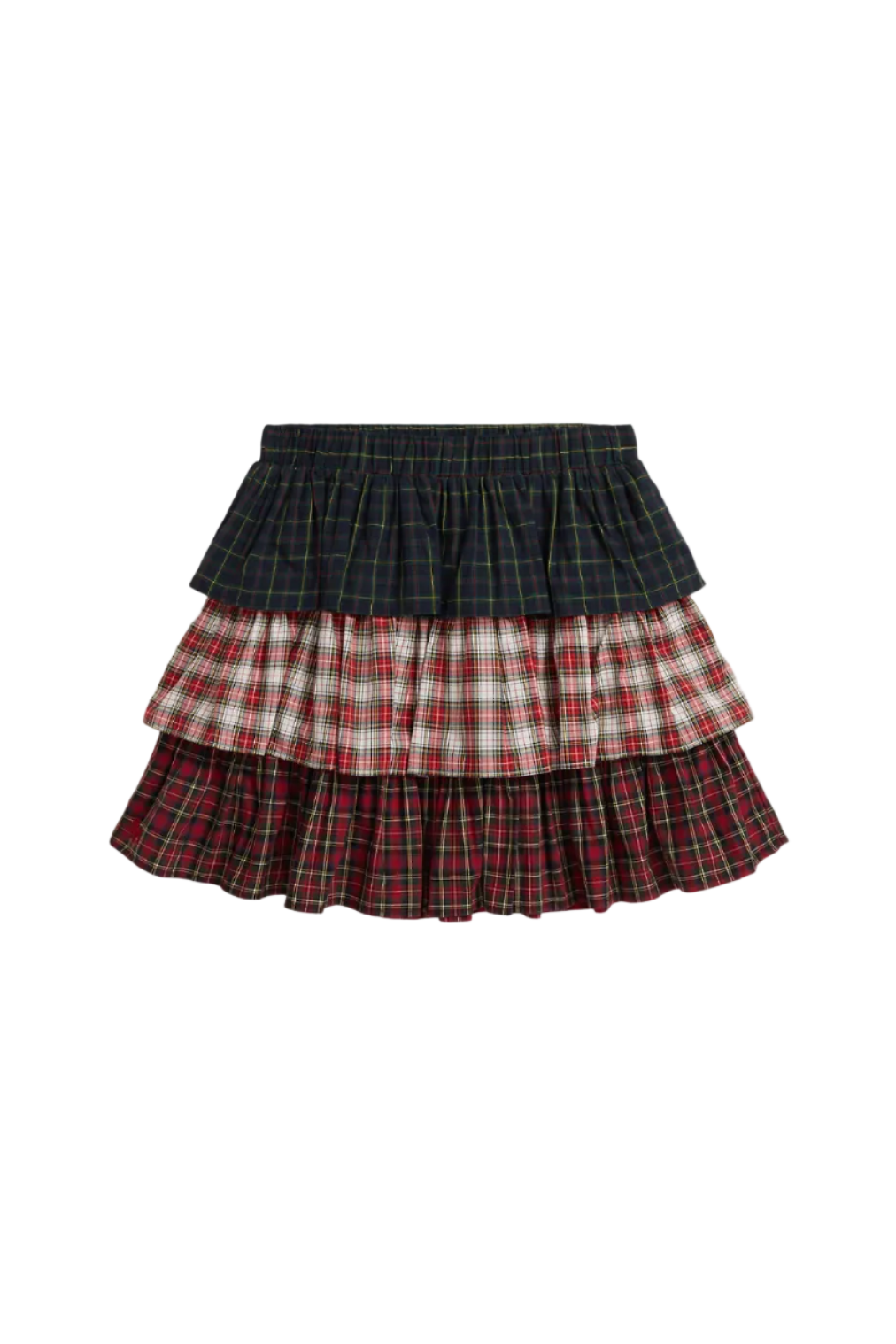 Kids Plaid Tiered Poplin Skirt