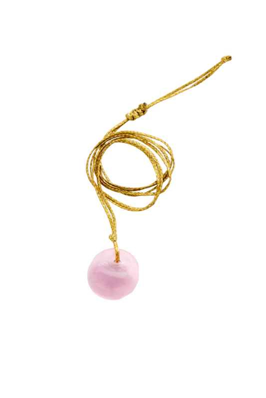 Hand Blown Glass Bead on Cord - Pink Necklace