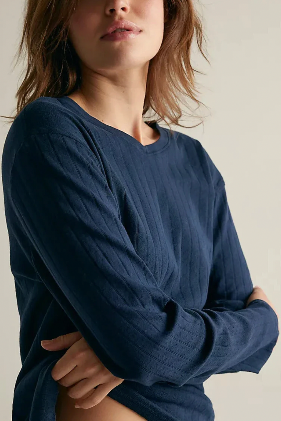 The Pointelle V-Neck Longsleeve