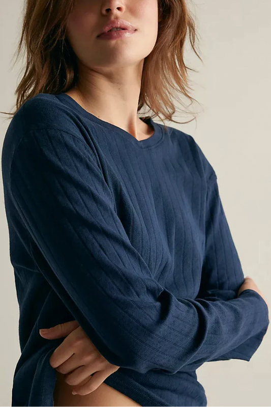 The Pointelle V-Neck Longsleeve