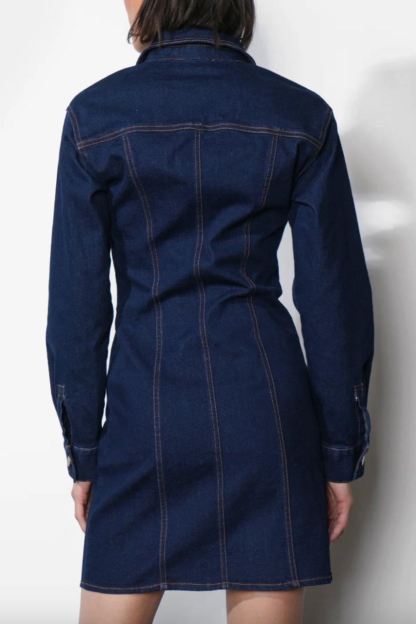 Calista Button Up Denim Dress