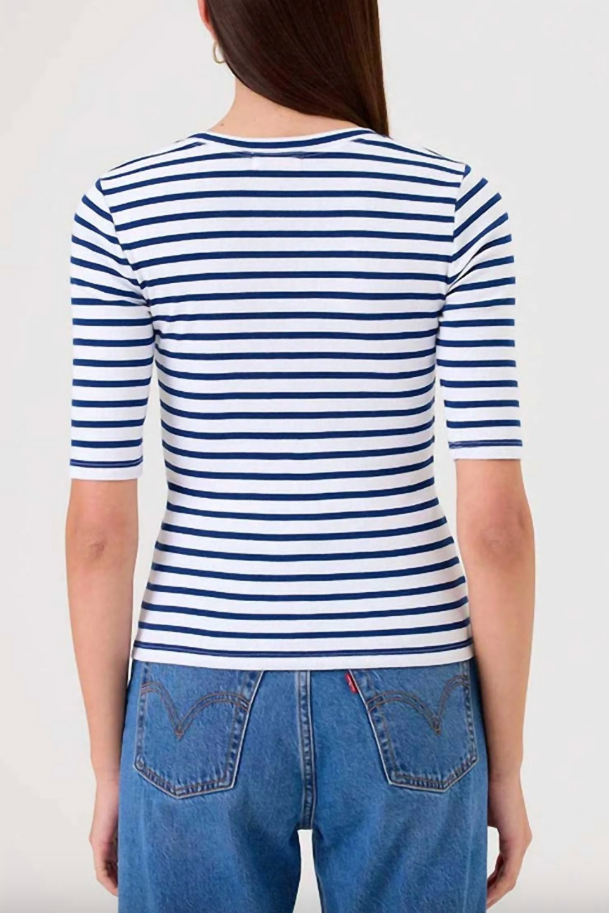 Striped Ribbed Half Sleeve Tee