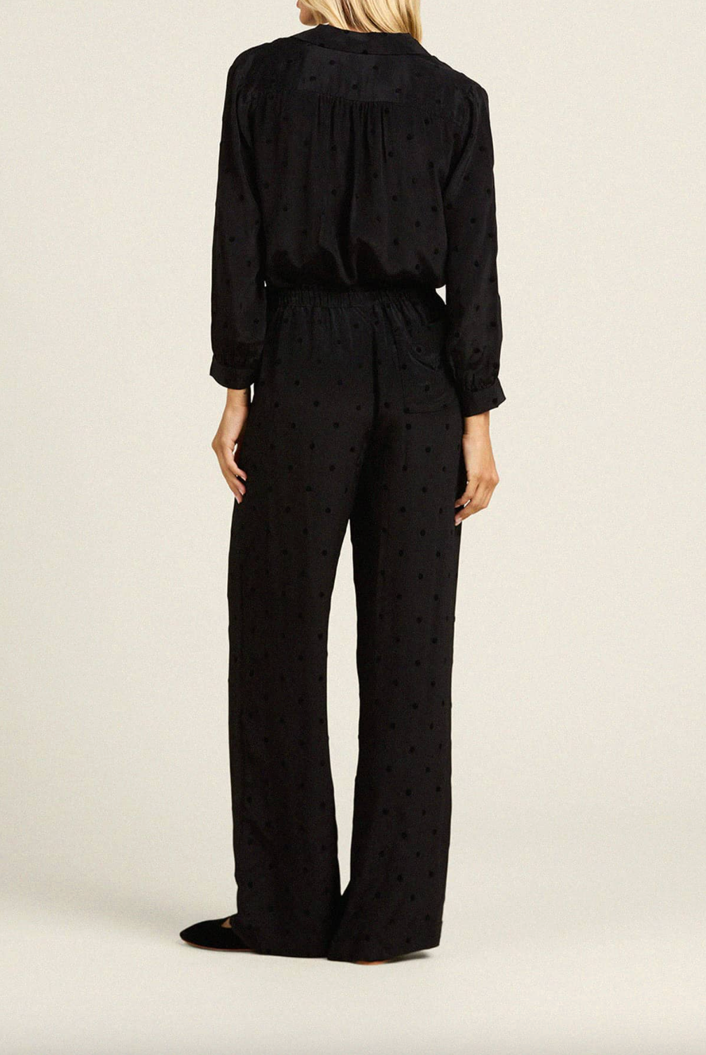 Vera Pant with Velvet Black Polka Dots