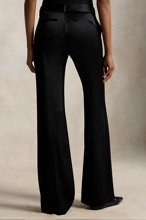 Low-Rise Satin Kick-Flare Pant