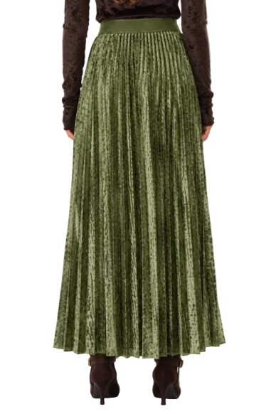 Soleil Plisse' Flocked Stretch Tulle in Leaf