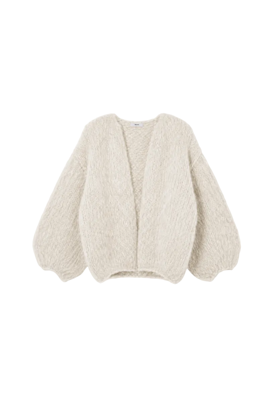 Fleecy Alpaca Bomber Cardigan in Creme