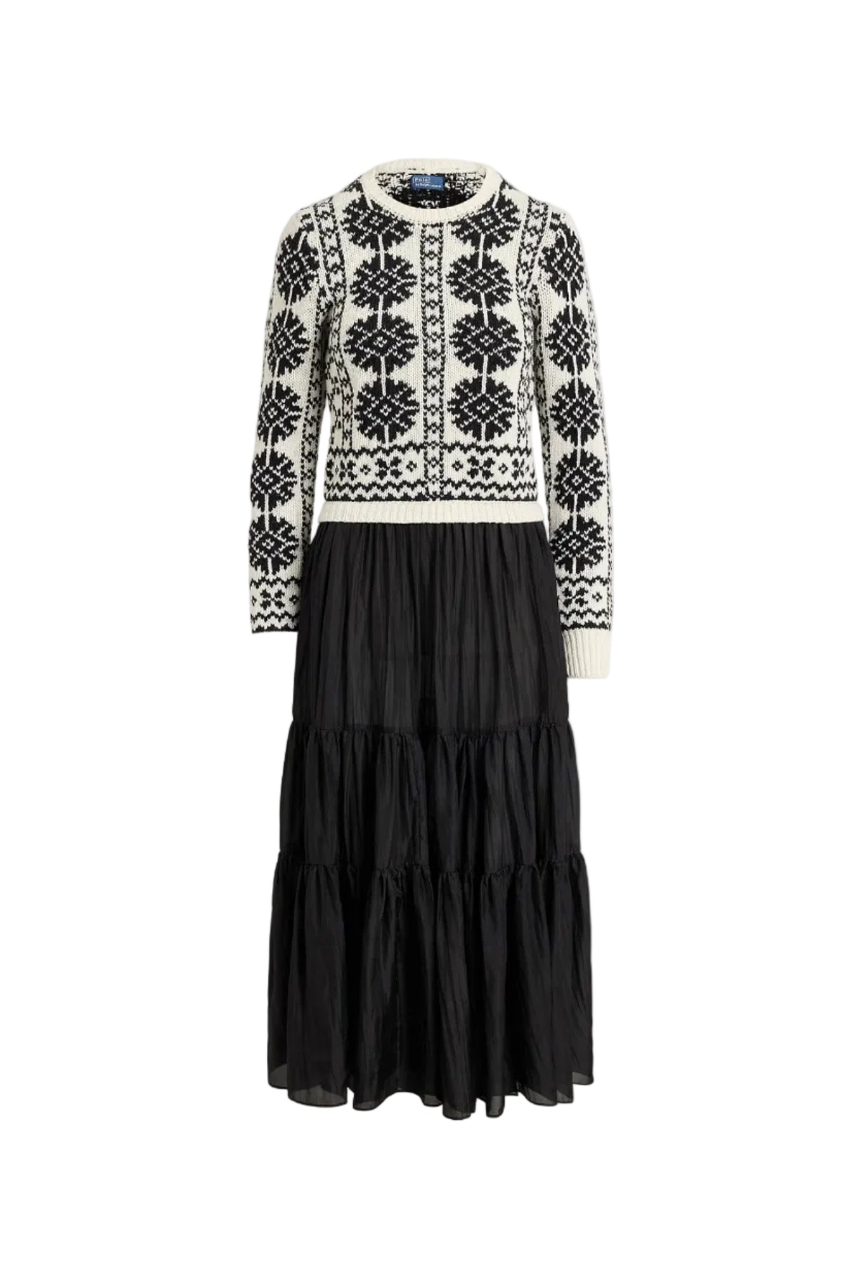 Knit-Bodice Silk Tiered Dress