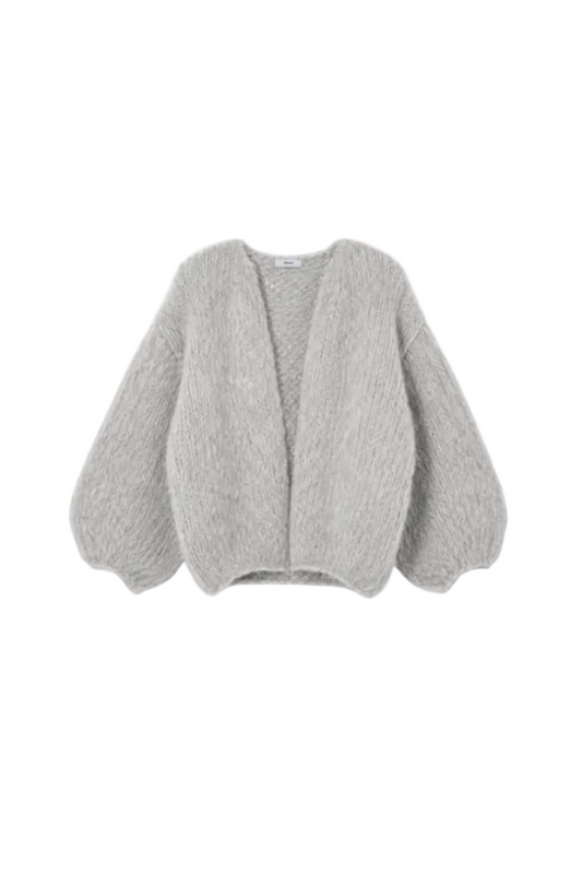Fleecy Alpaca Bomber Cardigan in Sweater Grey