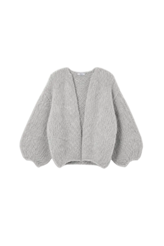 Fleecy Alpaca Bomber Cardigan in Sweater Grey