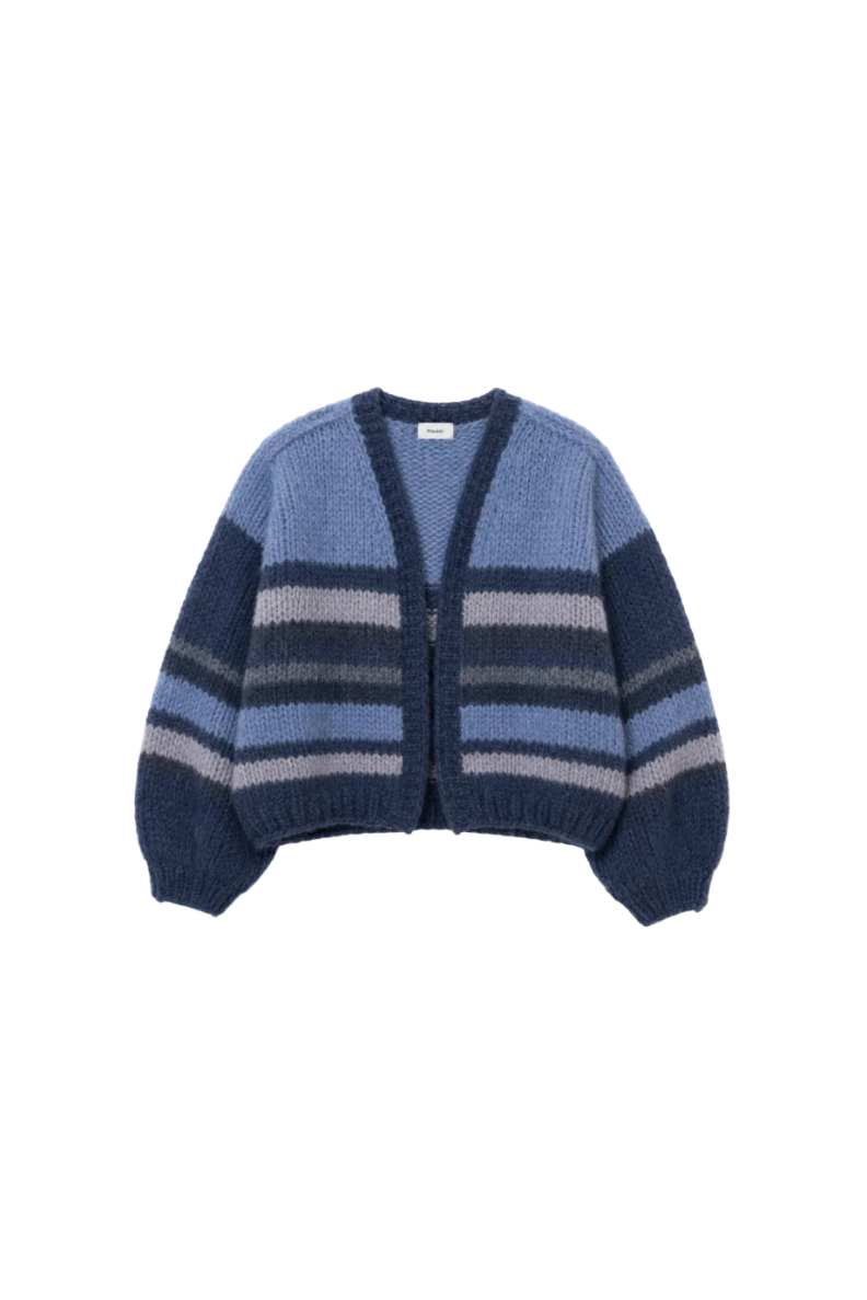 Striped Wool Alpaca Mix Bomber Cardigan
