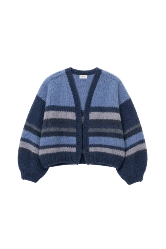 Striped Wool Alpaca Mix Bomber Cardigan