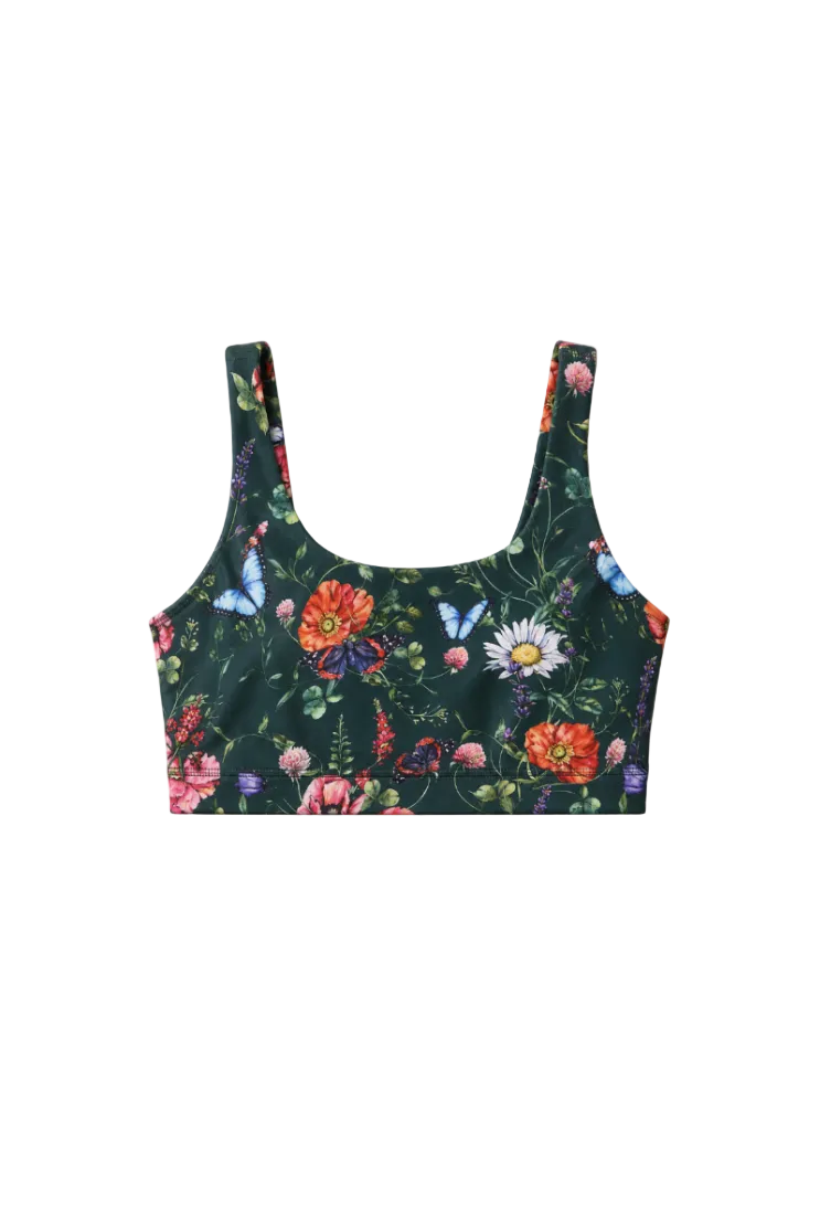 Hi-Shine Scoop Neck Bra in Butterfly Floral