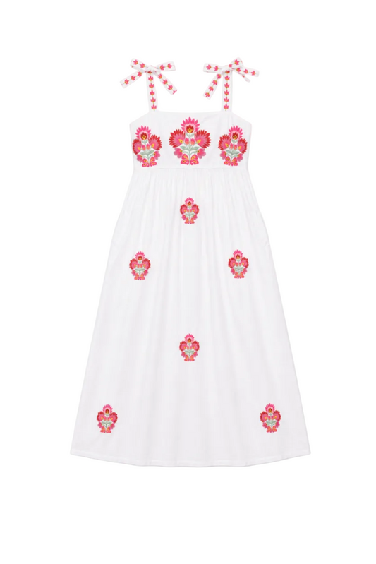 Agate Lotus Flower Dress in White