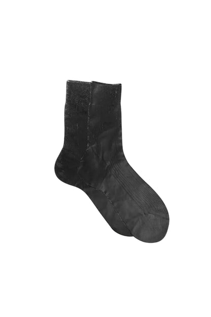 One Ribbed Laminated Socks in Black