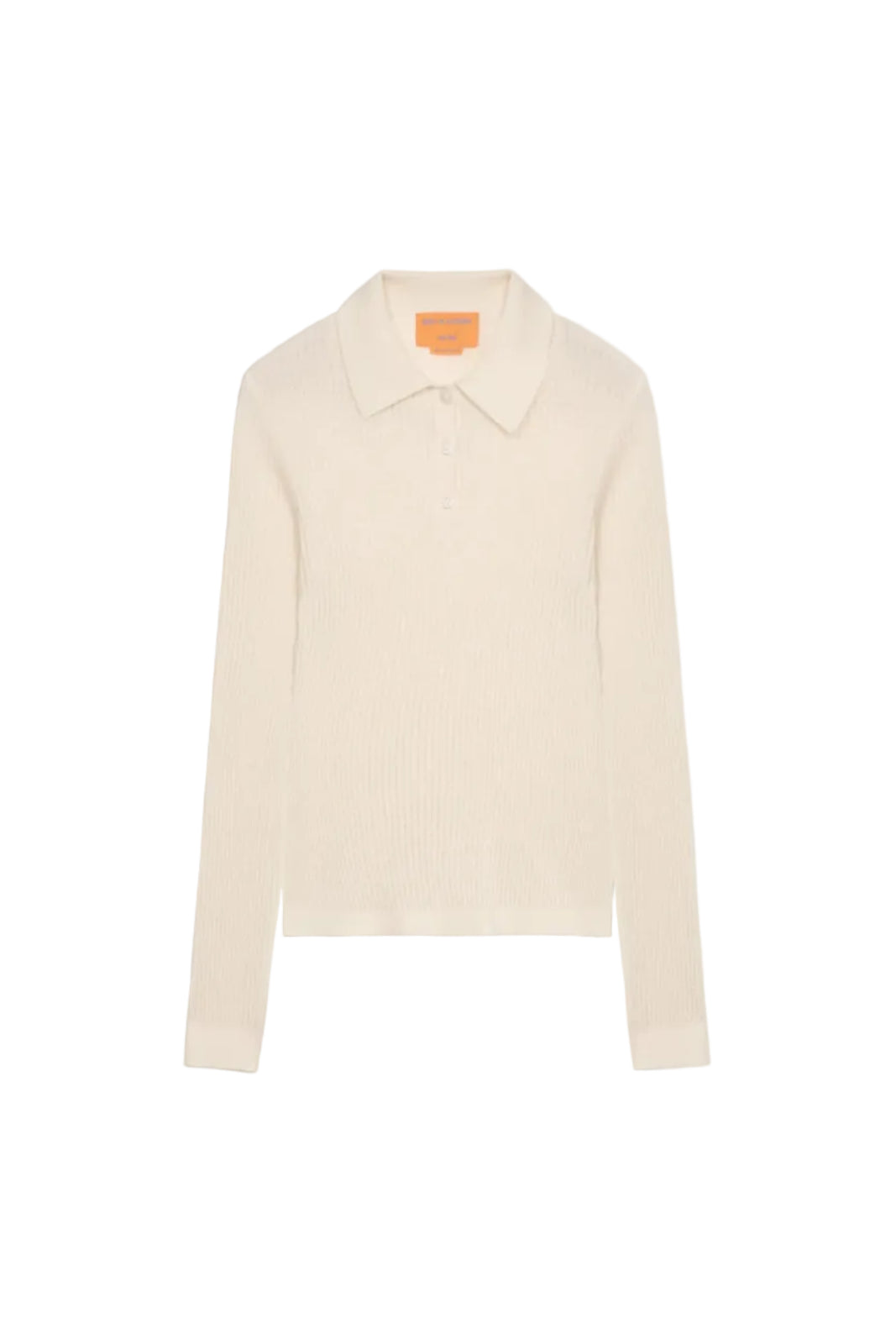 Long Sleeve Shrunken Polo in Cream