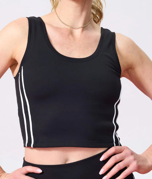 TLC Piping Crop Top in Black and White
