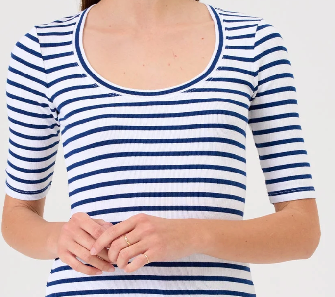 RIB HALF SLV SCOOP T Shirt