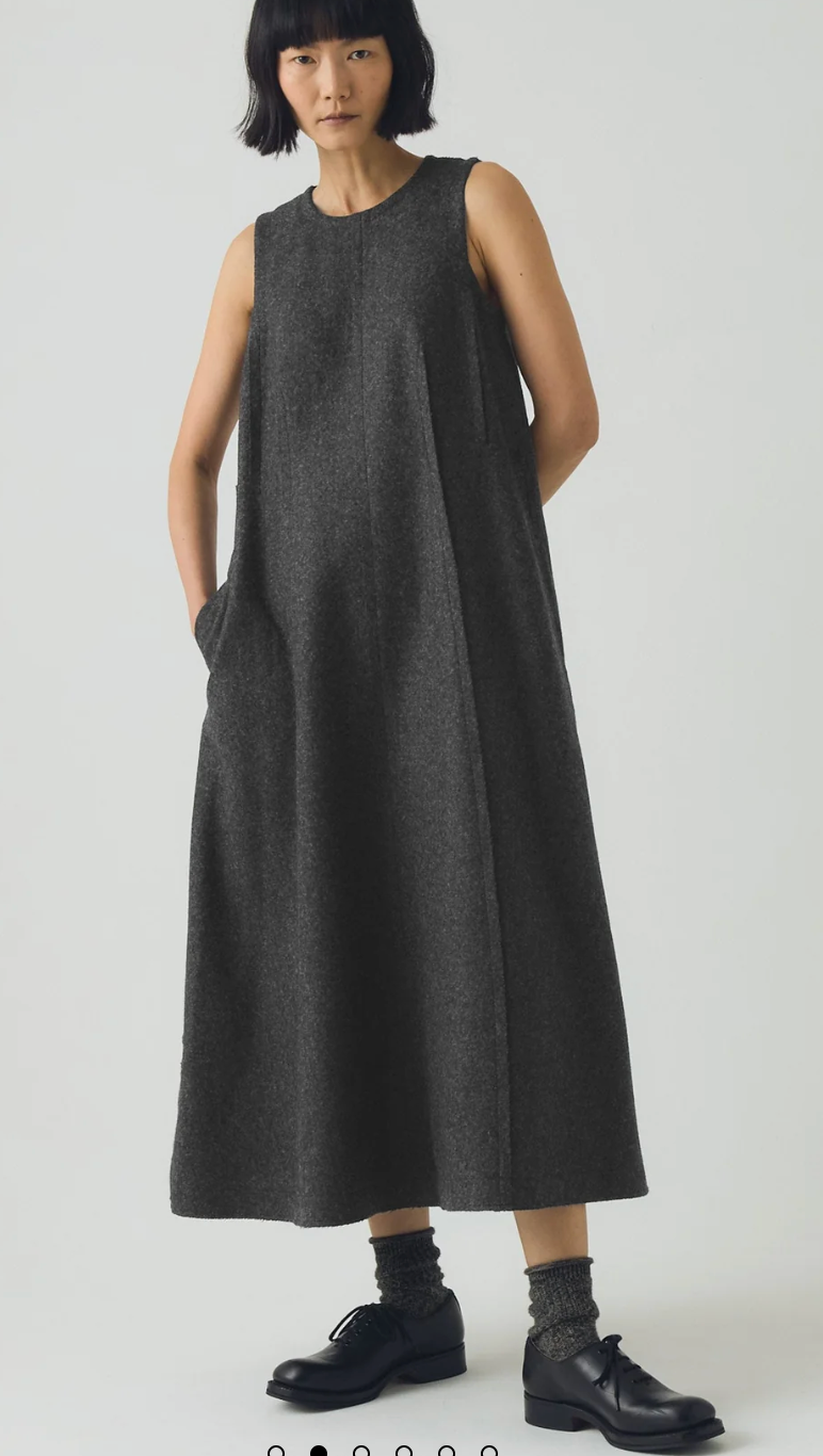 Boiled Wool Twill Lapped Seam Dress