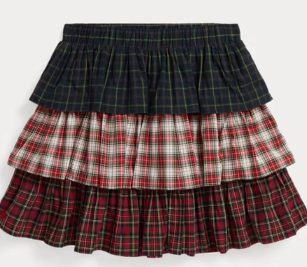 Plaid Tiered Poplin Skirt KIDS