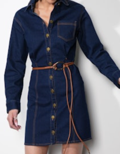 Calista Button Up Denim Dress