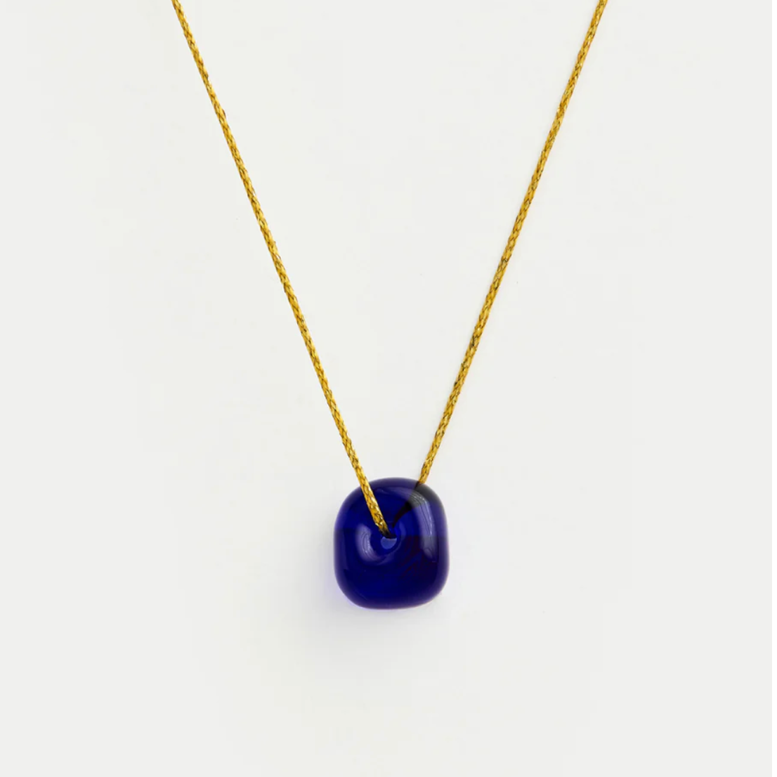 Hand Blown Glass Bead on Cord - Dark Blue NECKLACE