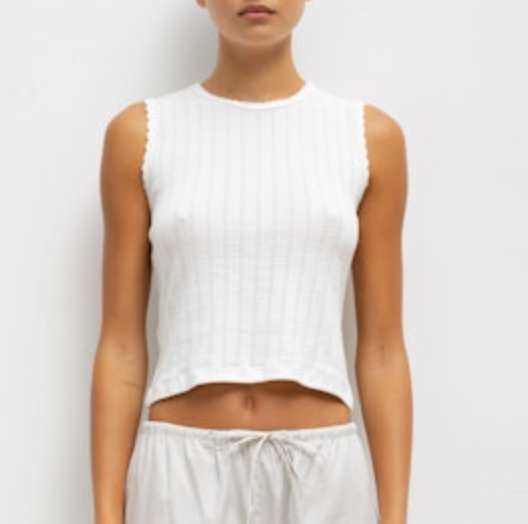 Pointelle Sleeveless Crew