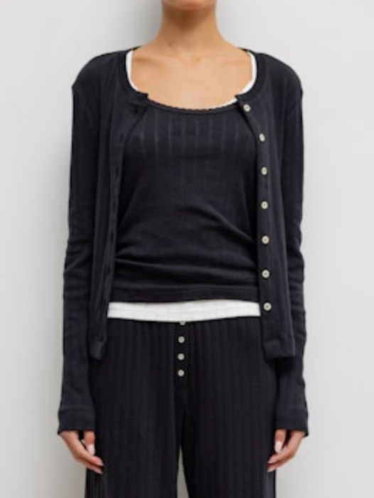 Pointelle Classic Crew Cardigan