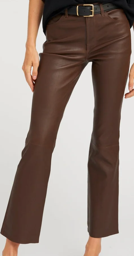 Leather 5 Pocket Ankle Flare Pant