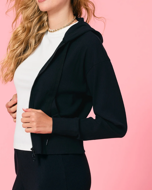 Rib Crop Hoodie
