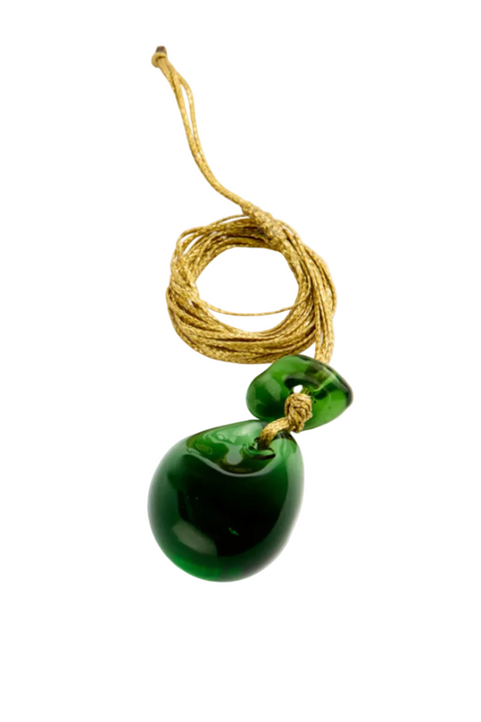 Azaz Green Glass Double Bead on Cord Necklace