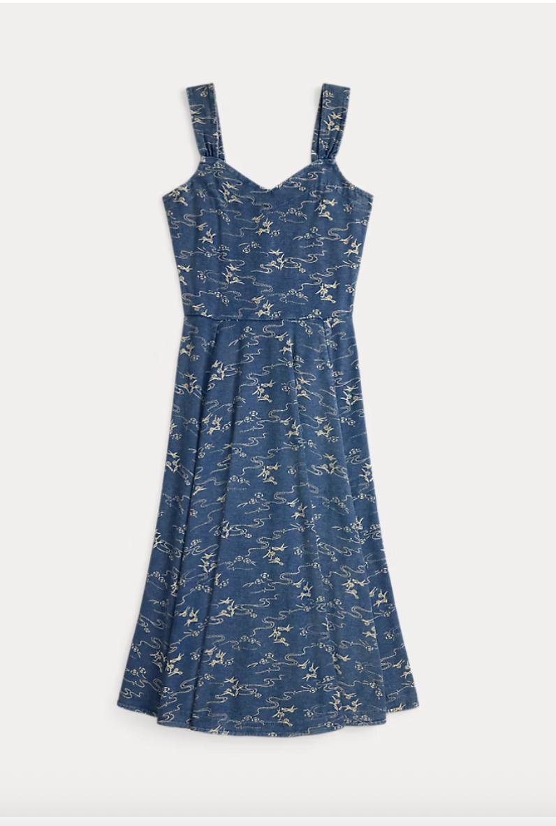 Indigo Print Cotton Jersey Dress