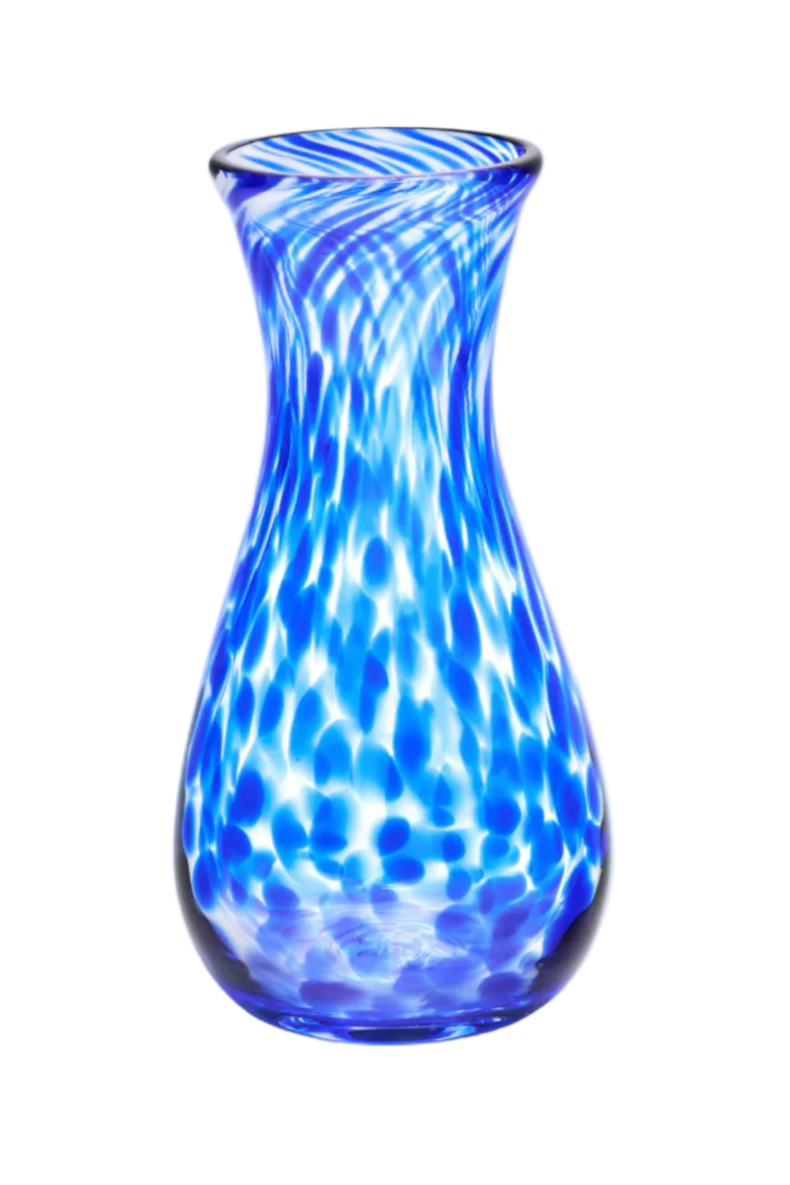 Royal Blue/Transparent Spotted Bud Vase