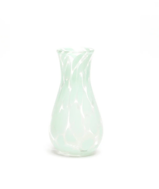 Seafoam Green/Transparent Spotted Bud Vase