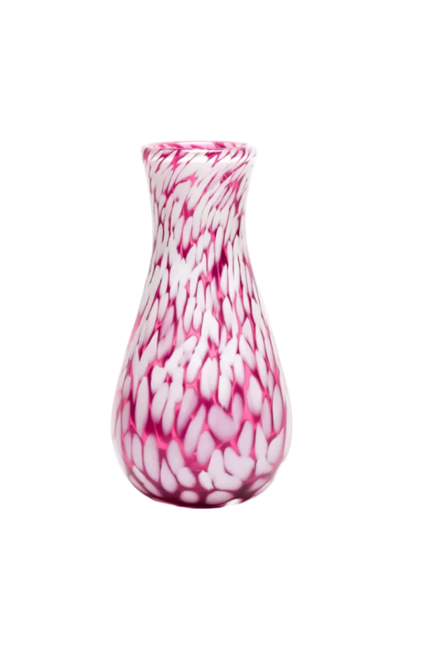 Raspberry/White Spotted Bud Vase