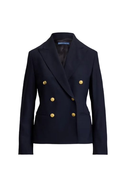 Double-Breasted Stretch-Wool Crop Blazer