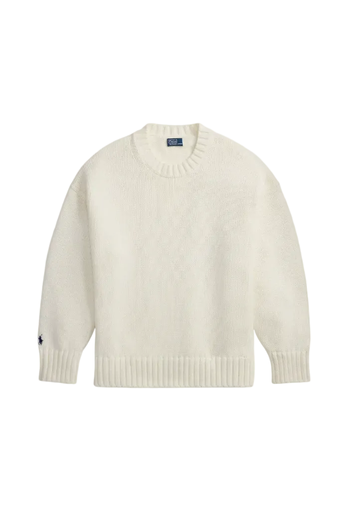 Cotton Crewneck Sweater in Salt