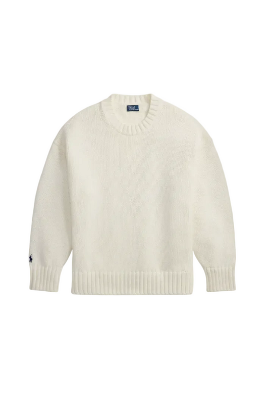 Cotton Crewneck Sweater in Salt