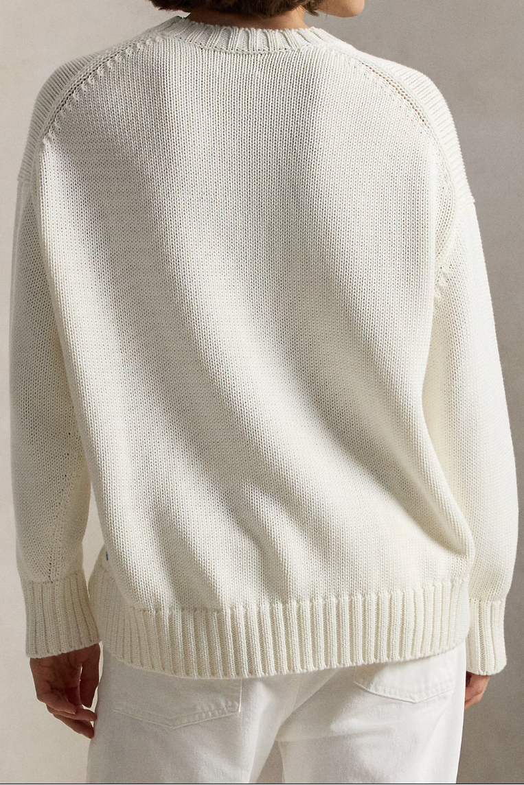 Cotton Crewneck Sweater in Salt